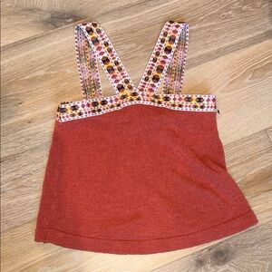 NWOT Madewell Rust Sleeveless Top with Patterned Straps